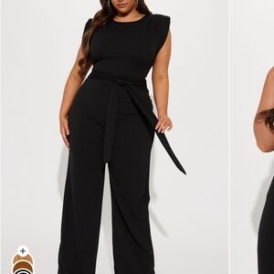 Fashion Nova Black Sleeveless Wide-Leg Jumpsuit